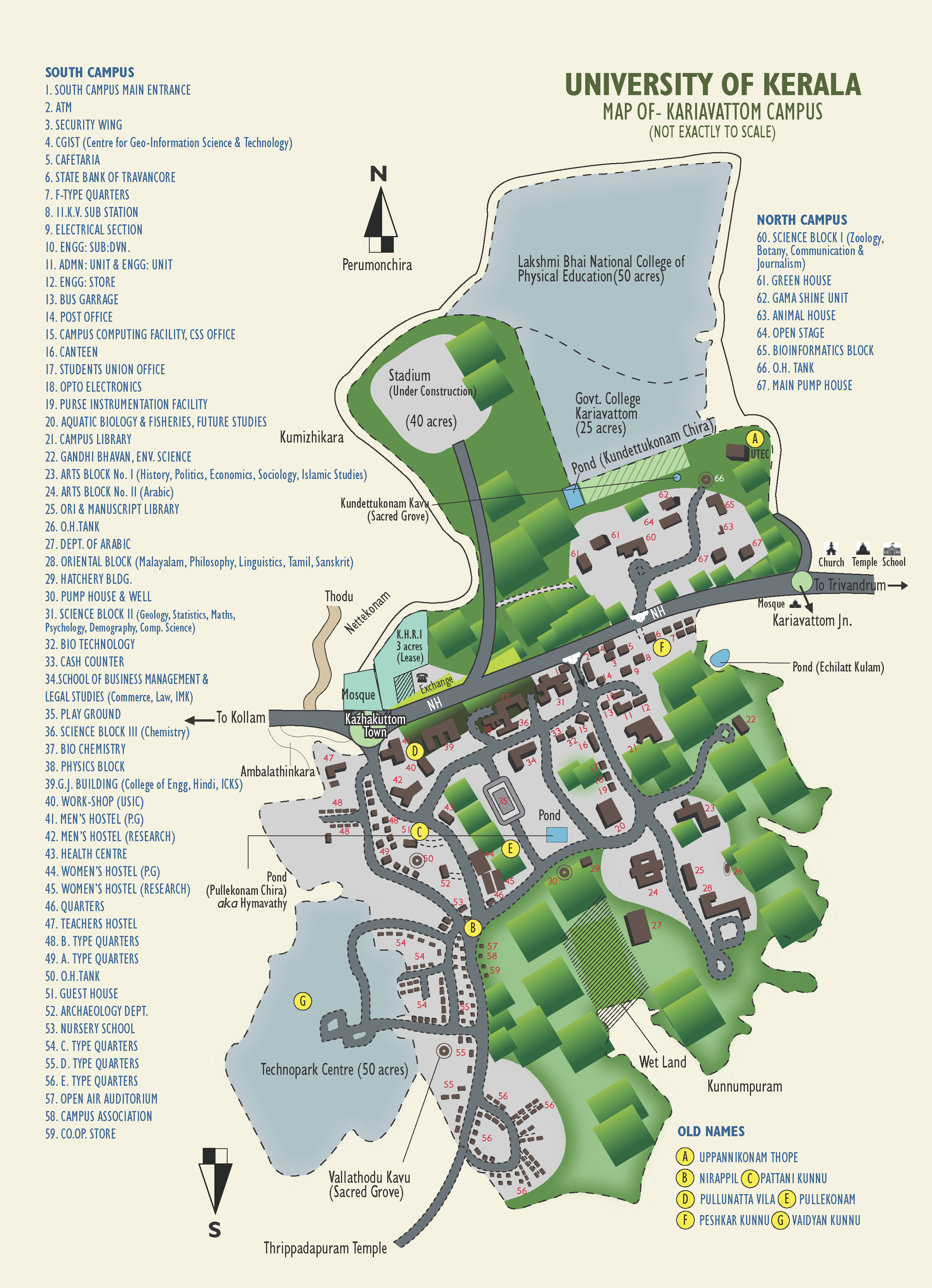 ncc map of campus University Of Kerala ncc map of campus